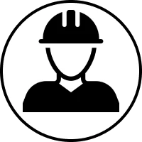 Construction worker icon in circle
